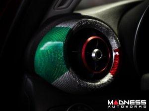 Alfa Romeo Giulia Interior Air Vent Cover Trim Kit - Carbon Fiber - Front Set - Italian Theme - Feroce Carbon Alfa Romeo Giulia Interior Air Vent Cover Trim Kit - Carbon Fiber - Front Set - Italian Theme - Feroce Carbon